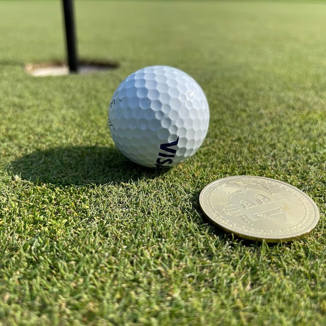 Bitcoin Golf Ball Mark on Course